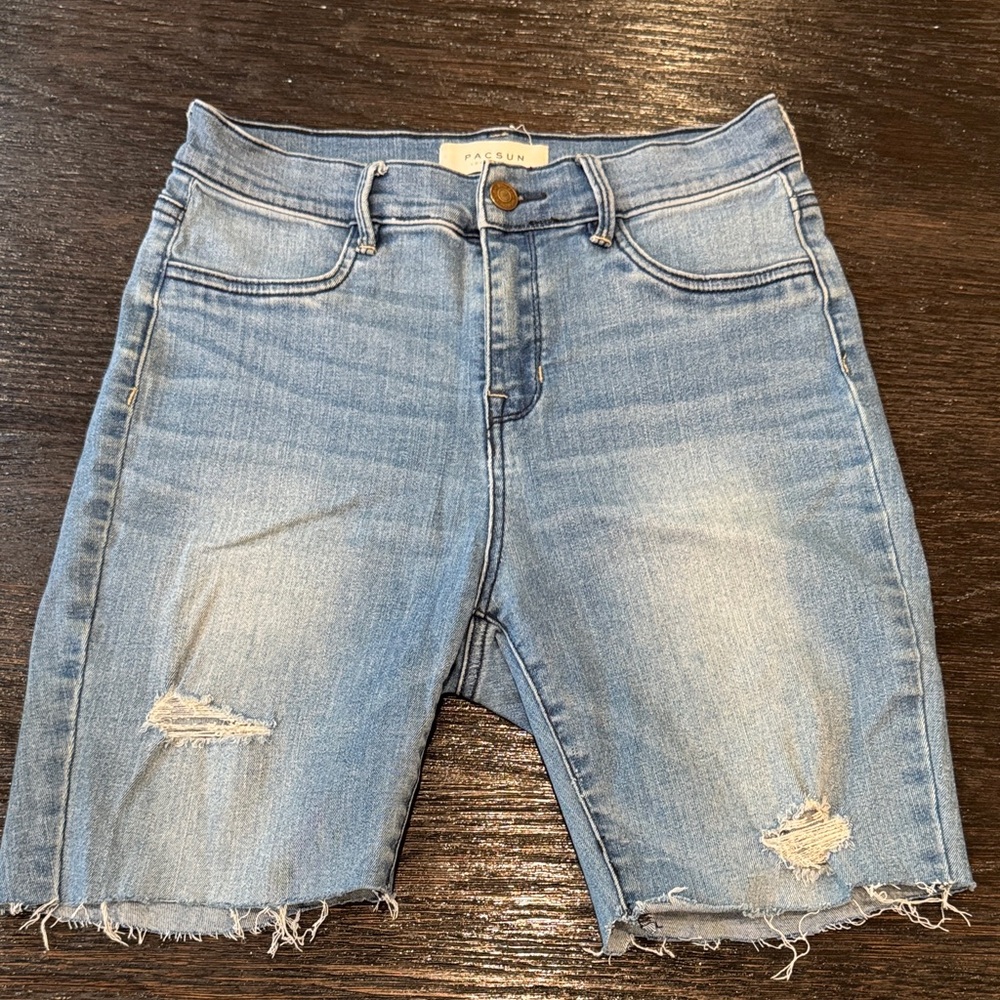 PacSun Light Blue Ripped Denim Shorts